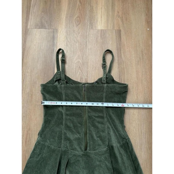 NWT Dolls Kill little miss attitude mini dress green corduroy XL lace up grunge - Picture 7 of 7
